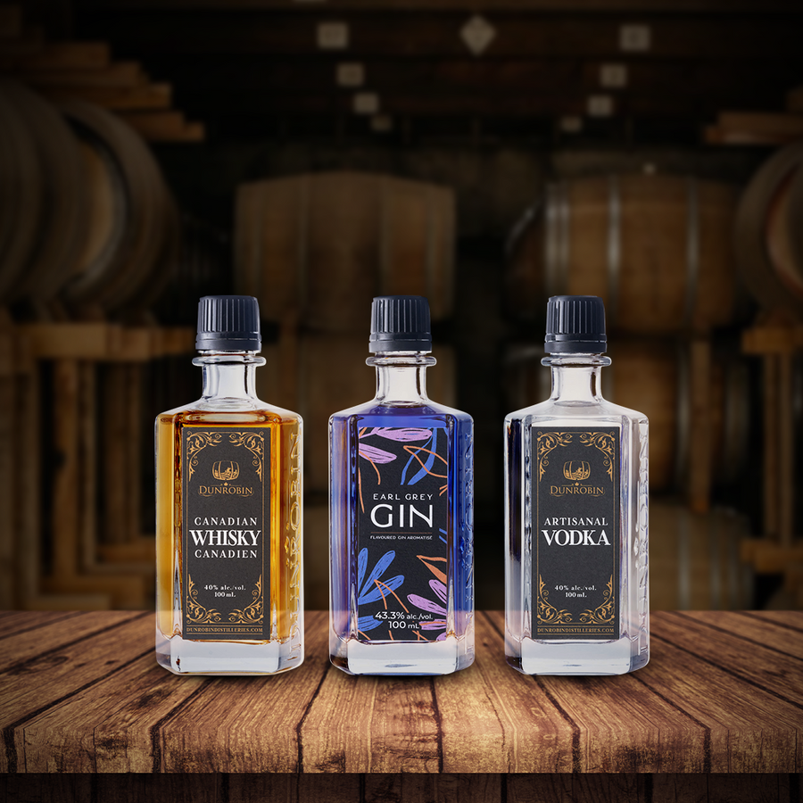 The Adventurer - Gin artisanal + Pack de variétés 100mL + gobelet en cristal Glencairn - Distilleries Dunrobin