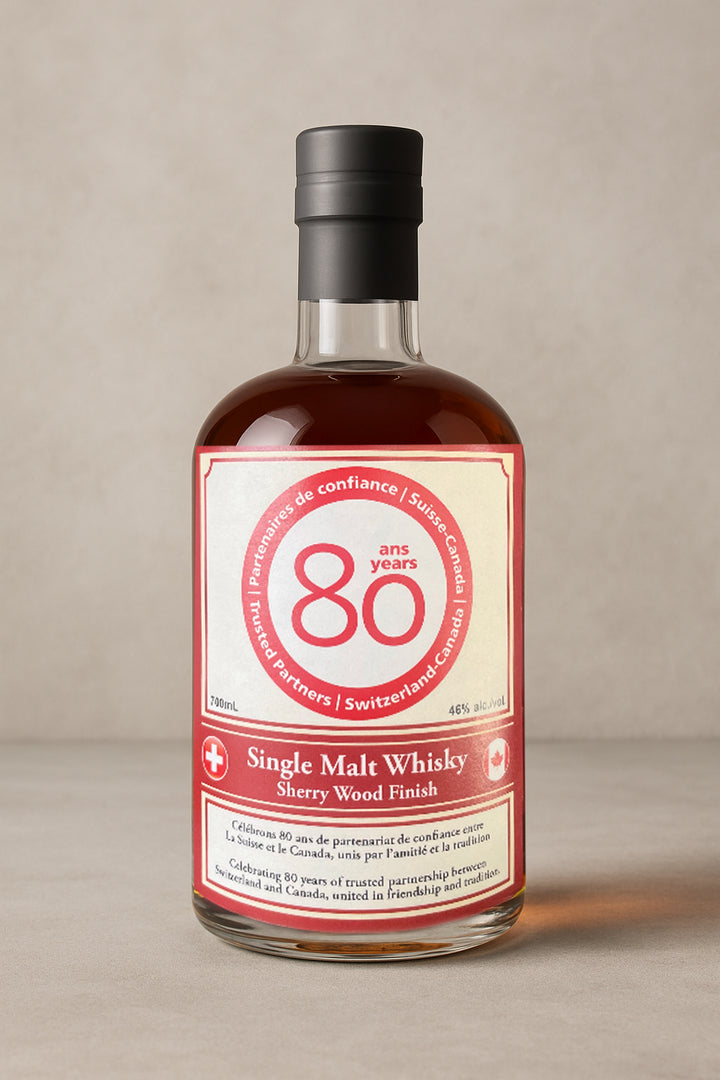 80 year Switzerland/Canada Commemorative Single Malt Whisky - Dunrobin Distilleries
