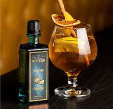 Bitters bottle with cocktail